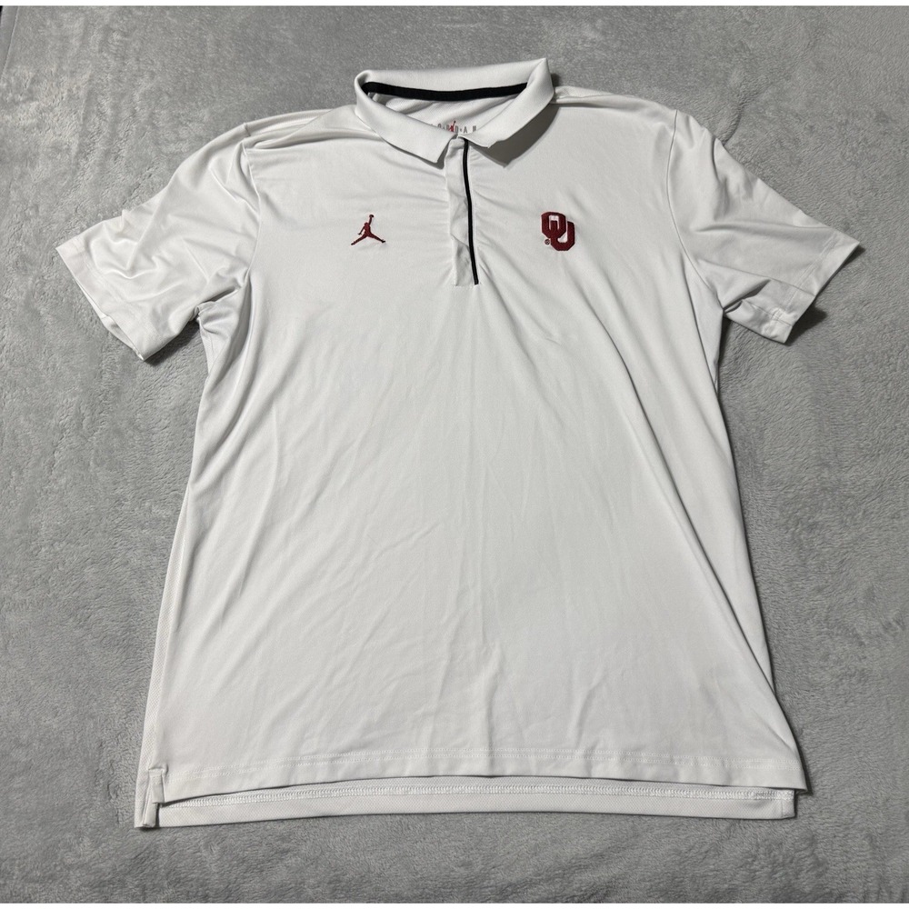 Jordan Nike NCAA Oklahoma University Sooners Polo White Shirt Mens Large CN9872